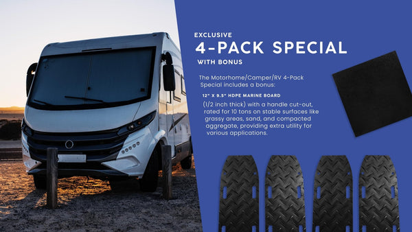 Blue Gator Traction Mat Motorhome/Camper/RV 4 pack Special with Bonus HPDE Sheet - Blue Gator Pro